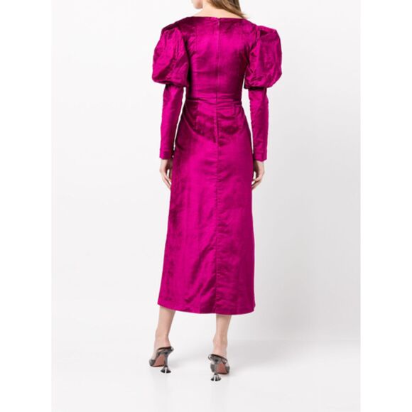 ALÉMAIS‎ Rosario Puff Sleeve Midi Dress Fuschia Pink Sz AUS 14 (US 10) - Picture 2 of 8